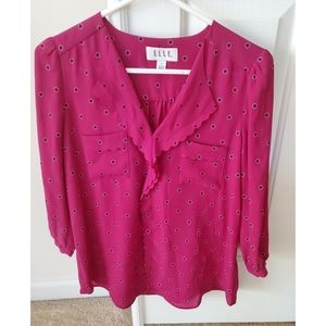 New Pink Ruffles Printed Blouse
